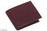 Brown faux leather men's wallet with unique design, features 9 card slots & ample cash compartment, free size (14cm x 10cm)