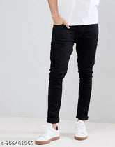 Black stretchable denim jeans for men - Solid fit, versatile style, durability. (Size: 28/30/32 waist, 40 inch length) Made in India