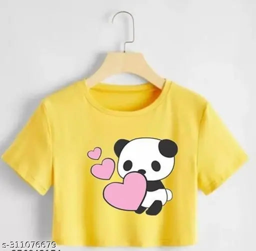 Love printed crop top t-shirt, cotton blend, women's & girls sizes S-XXL, vibrant love design