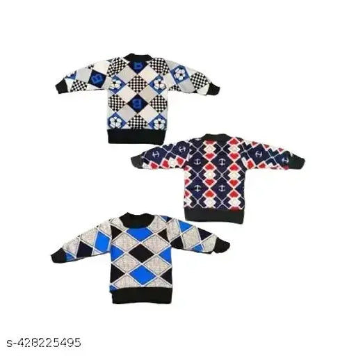 Vibrant argyle patterned children's sweaters (pack of 2), soft wool fabric for warmth and comfort