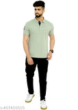 Solid cotton blend men's polo neck T-shirt, short sleeves in various sizes