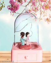 Pink acrylic couple dome with light showpiece, Indian-made home decor gift for girlfriend/boyfriend (5x3x3 inch)
