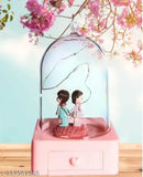 Pink acrylic couple dome with light showpiece, Indian-made home decor gift for girlfriend/boyfriend (5x3x3 inch)