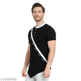 Black cotton half-sleeve round neck T-shirt for men XL from Unicus Apparel, Indian fashion designed with trendy curve fit