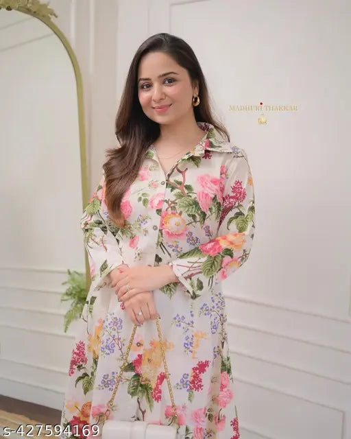 Rayon kurti set with printed net pants, three-quarter sleeves, Indian women's fashion