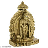 Golden Murugan idol with vel peacock, synthetic resin, Indian origin - 10cmL x 13cmH x 3.5cmW