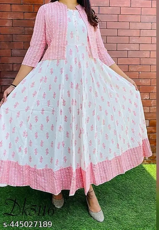 Pink rayon three-quarter sleeve blouse 'pink jackleen 2', printed combo, India