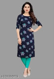 Printed crepe three-quarter sleeve kurti, lowest price, Indian fashion wear