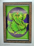 Synthetic resin leaf Ganesh art photo frame, Indian wall hanging decor for pooja rooms, Ganesh Illai Vinayagar Ganapathy Pillayar figure