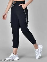 Lycra stretchable casual pants for girls by Toko, solid-colored relaxed fit with pockets - Indian-made