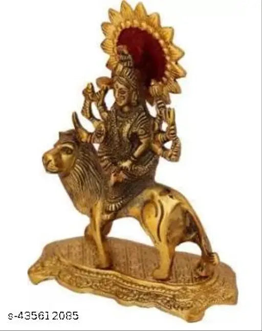 Handicrafts Durga Maa Murti in gold maroon, 20 cm brass God Idol for home decor