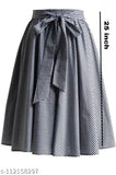 Cotton check knee-length skirt, free size, Indian-made, flared round umbrella design
