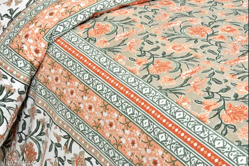 Adelia double size floral superfine 270 thread count cotton flat sheets, made in India