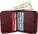 Indian faux leather wallet, solid-patterned, 5 compartments, free size (L13cm x W2cm)