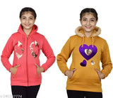 Wool net full sleeve hooded sweatshirt combo offer, Christys Collection girls embroidery work for 11-15 years, Indian-made fashion