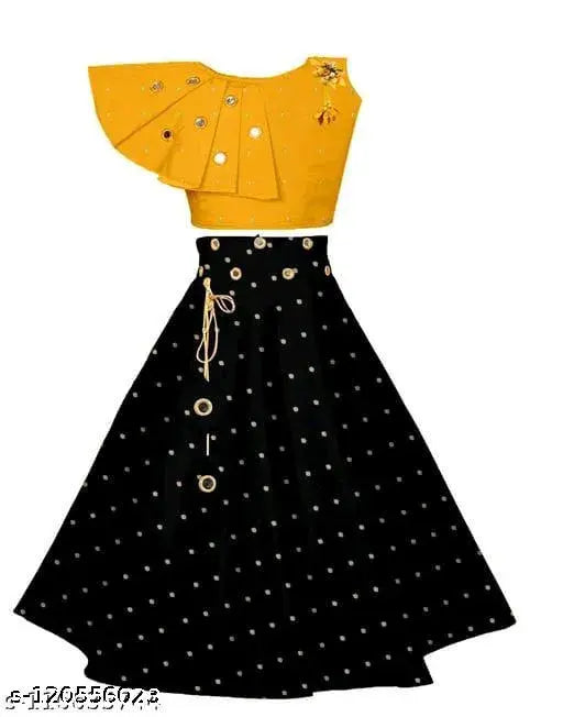 Designer cotton blend jacquard lehenga choli set for girls, embellished with Indian stitch type, available in sizes 3-16 years