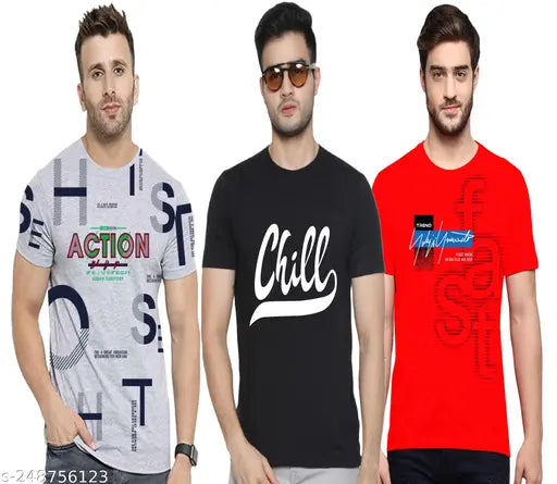 Cotton printed half-sleeve VOSIMO men's t-shirt, vibrant design on display - S (36in chest, 25in length), L (40in chest, 27in length)