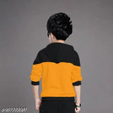Soft cotton printed hoodie for boys, featuring long sleeves and vibrant colors. Combed cotton ensures comfort. Sizes available from 3-4 years to 15-16 years. Made in India