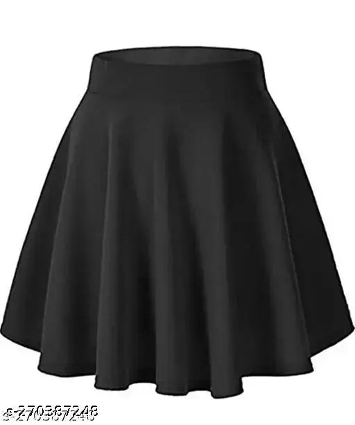 Polyester mini skirt, women's solid-colored skirt from MDMS Fashion, available in sizes 26-34 (India)