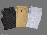 Cotton printed pants combo for women, 3 pack in M, L, XL/XXL. Versatile trousers for girls' wardrobe refresh