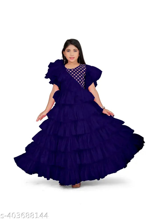 Net best gown for kids 5-16 years, solid pattern, short sleeves, made in India