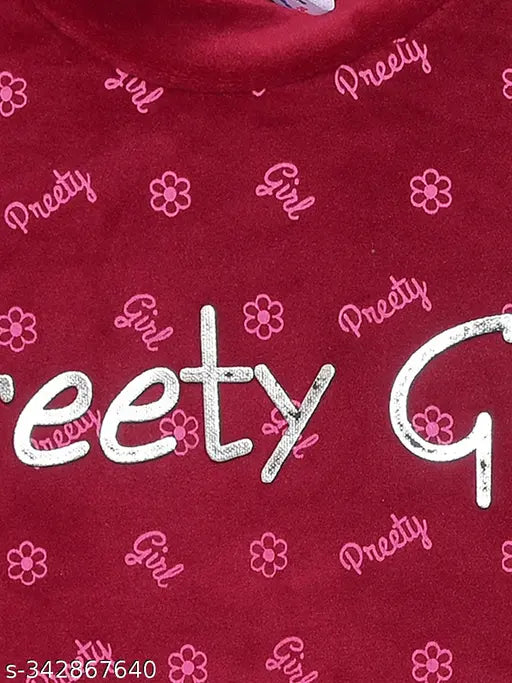 Velvet printed round neck sweatshirt for kids (4-5yrs, 27in bust), Indian origin