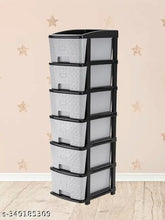 Grey plastic 6-layer drawer organizer, perfect for home office storage, 12x13cm dimensions