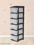 Grey plastic 6-layer drawer organizer, perfect for home office storage, 12x13cm dimensions