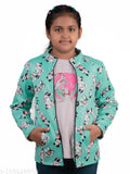 Wool printed net winter jacket for girls, 9-10 years, Aadhya Creation