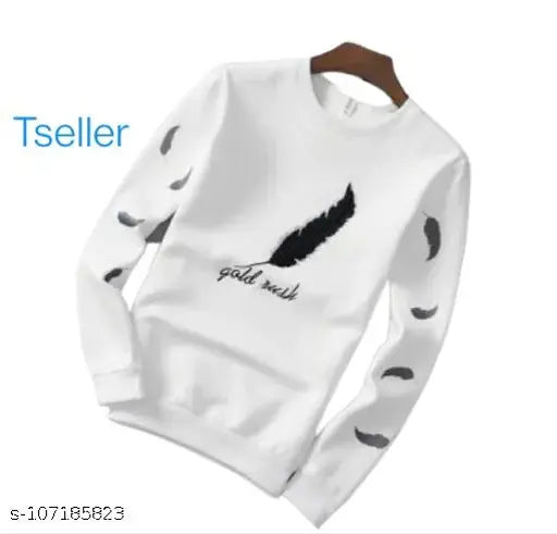Classy retro men's long-sleeve cotton blend t-shirts with printed pattern, Indian origin