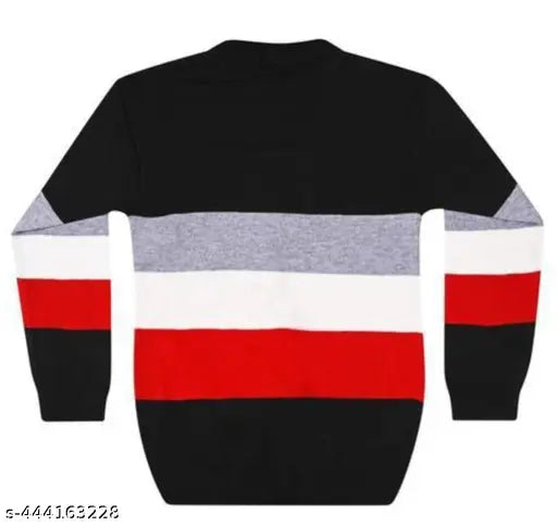 Multicolor wool boys sweater with long sleeves and printed pattern, vibrant kids' wear for various sizes from 3-4 to 11-12 years