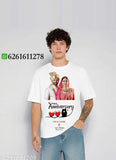 Customized men's cotton blend t-shirt with photo print, short sleeves, size M