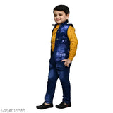 Yellow denim ethnic jackets for boys, solid design, long sleeves, 6-12 months size
