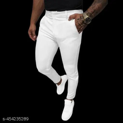 White denim jeans for men & boys, solid pattern, partywear, India origin (size 28, 30, 32)