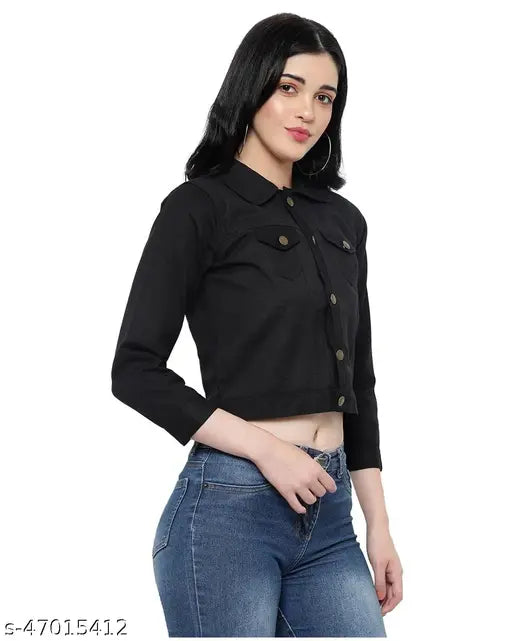 Cotton blend, long sleeved denim waistcoat by JF || Johar Fashion. Versatile addition to women's casual wardrobe