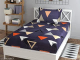Glace cotton flat printed single bed sheet & pillow cover (60x90 Triangle), geometric design, summer-ready for adults