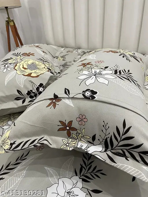 Geometric-patterned, 210TC supersoft premium cotton, elastic fitted bedsheets & 2 pillow covers for double King (78x72+10) mattress, LAYNORA HOME