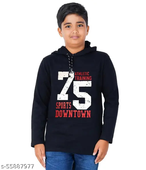 Pure cotton boys winter hoodie, long sleeves, printed net design for 11-13 years old, India origin