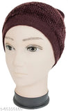 Dark brown woolen beanie cap for men & women, solid pattern, made in India