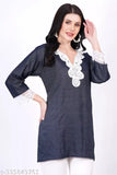 Plus size denim long top - comfortable, stylish, and trendy women's wear from India