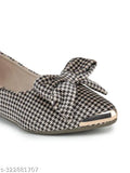 Beige synthetic leather ballerinas by Shezone - slip-on printed design for women's elegant footwear