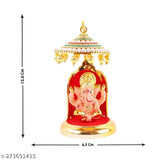 Gold-plated Ganesh Idol Statue with Stand - Auspicious home, car, office decor or thoughtful gifting. Exquisite Indian craftsmanship