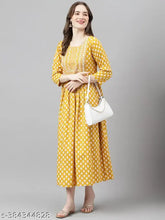 Rayon embroidered women's festival kurta, three-quarter sleeves, printed design, India origin