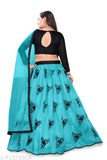 Fabulous art silk lehenga in eight colors, embroidered net dupatta, perfect for parties and festive occasions