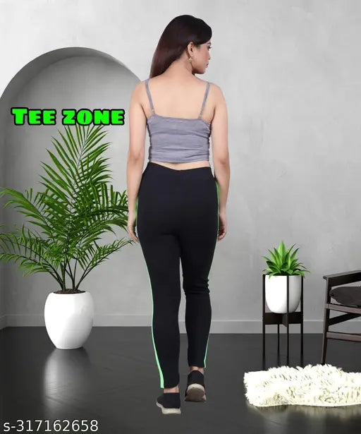 Lycra women's jeggings, high waist & stretchable gym outfit. Solid color, ankle length, skinny fit. Available in S-XXL sizes (26in-38in). Made in India