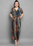 Multi-color rayon jumpsuit, vibrant printed design for western wardrobe, perfect for any season