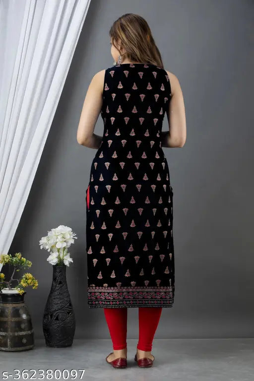 Rayon sleeveless printed kurti for women, Banita alluring style, India origin