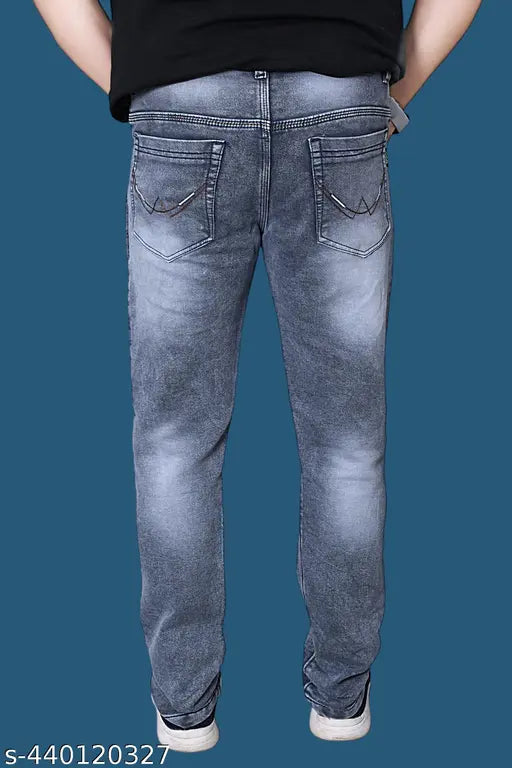 Grey stylish denim for men's wear, solid pattern, size 28/30/32/34/36 (w/30-inch waist and 42-inch length), made in India