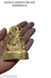 Gold-plated brass Saraswati MATA statue, 10cm x 10cm x 7cm for car dashboard decor