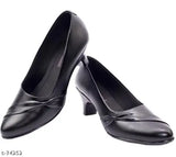 Trendy synthetic bell-shaped pumps by Rimezs, solid pattern in sizes IND-4, IND-5, IND-6, IND-7, closed back style, made in India